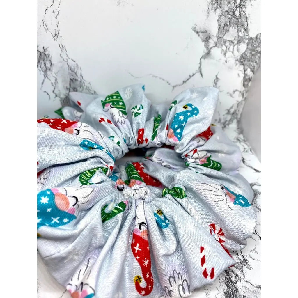 Grey Gnomes Christmas Scrunchie